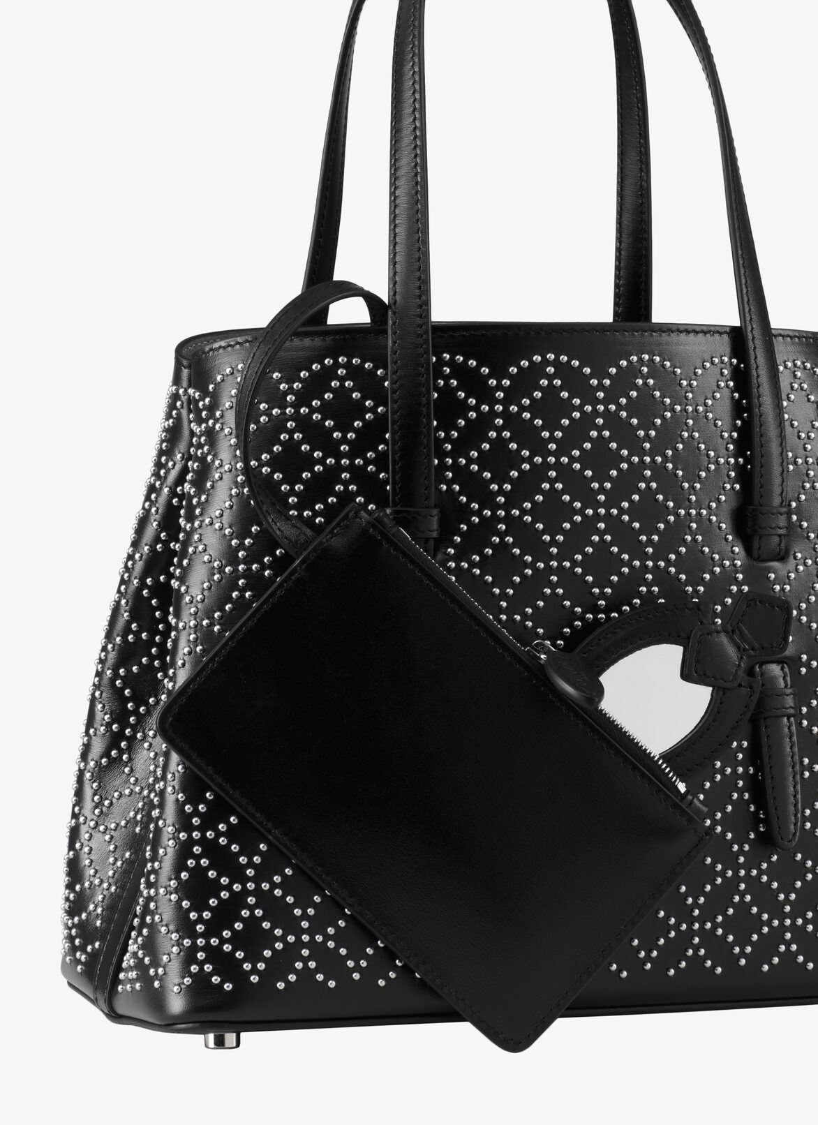 TOTE BAG CUIR LUX CLOU ARABESQUE BLACK ALAÏA BLACK  TOTE BAG CUIR LUX CLOU ARABESQUE BLACK